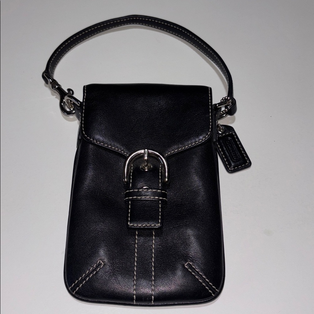 Coach Black Vintage Y2K Soho Wristlet Coach Black Leather Cell Phone Holder Y2K - Picture 6 of 16